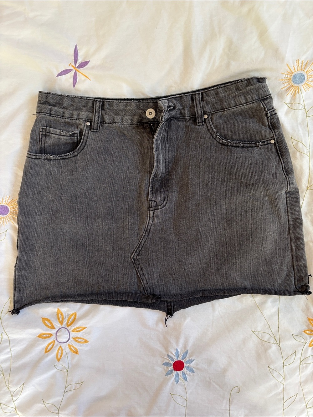 Cotton On Charcoal Gray Denim Mini Skirt